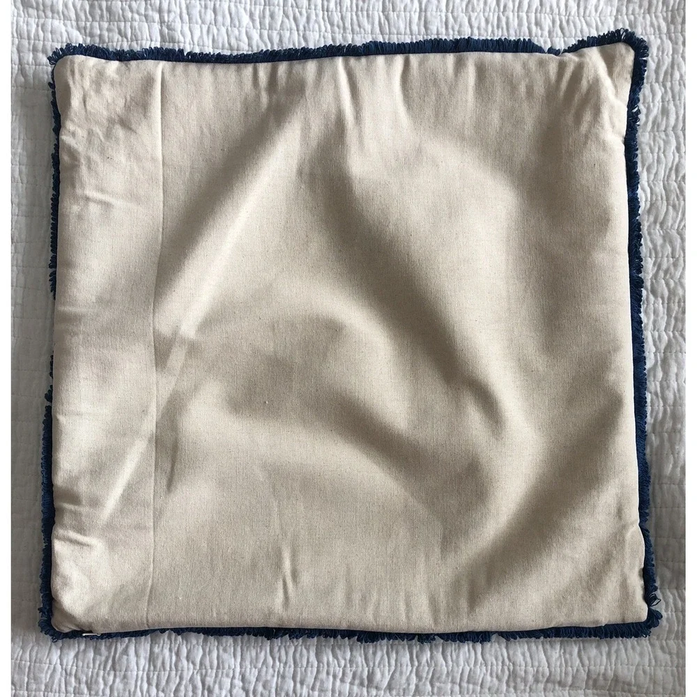 Embroidered Pillow Cover 20x20 Ivory W/Colorful Blessed Floral Zip Opening